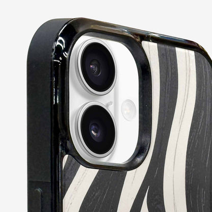 iPhone 16 Case — Modern Zebra Stripe Print Crisp Black, Customized Protective Case