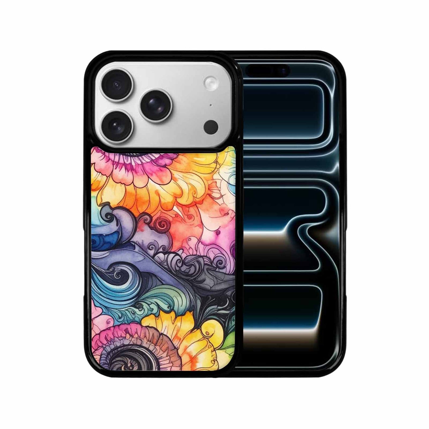 iPhone 17 Pro Case — Tie Dye Swirls Black White Tie, Custom Designed Case Cover