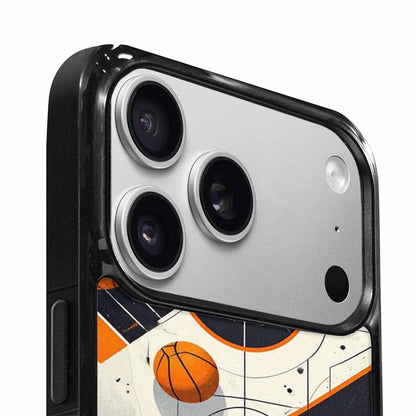 iPhone 17 Pro Max Case — Basketball Pattern, Court Lines Original Art, Unique Phone Case Design
