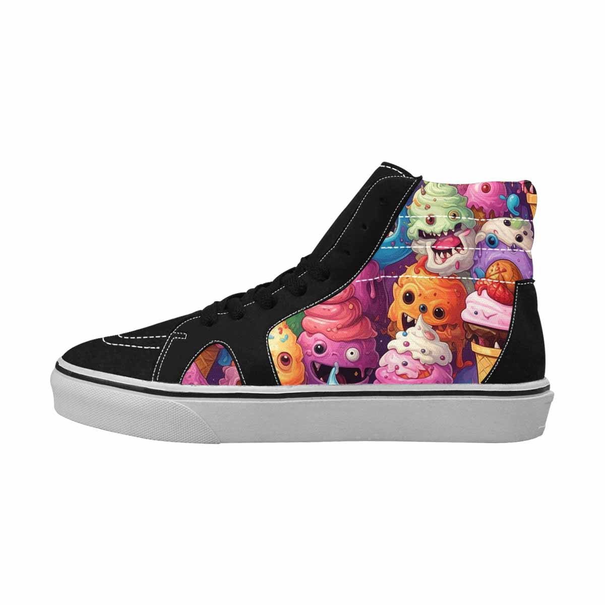 MEN'S Melting Icecream Cone Monster High Top Canvas Grunge Custom Sneakers