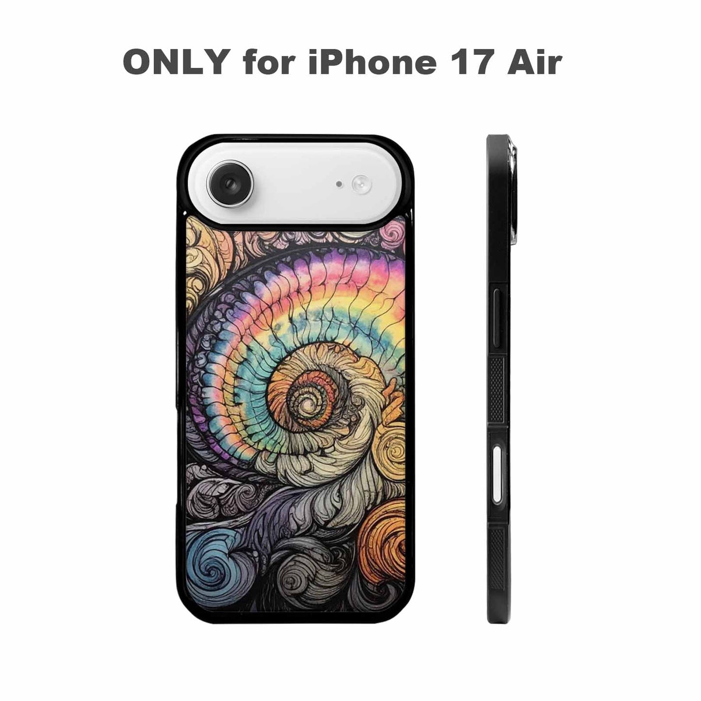 iPhone 17 Air Case — Tie Dye Swirls Black White Tie, Custom Made Phone Cover
