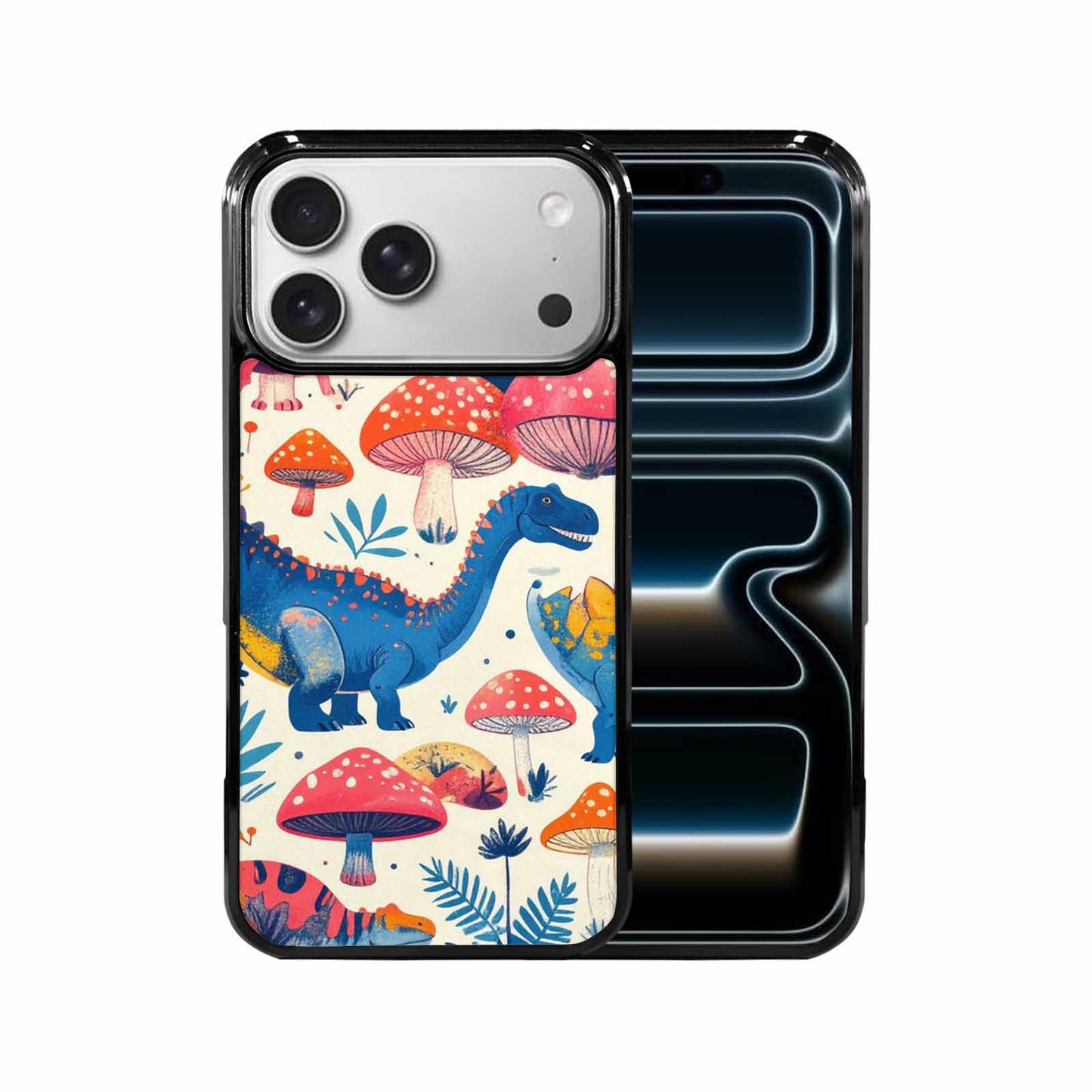 iPhone 17 Pro Max Case — Vintage Dinosaurs Mushroom Retro Vintage, Custom Designed Case Cover