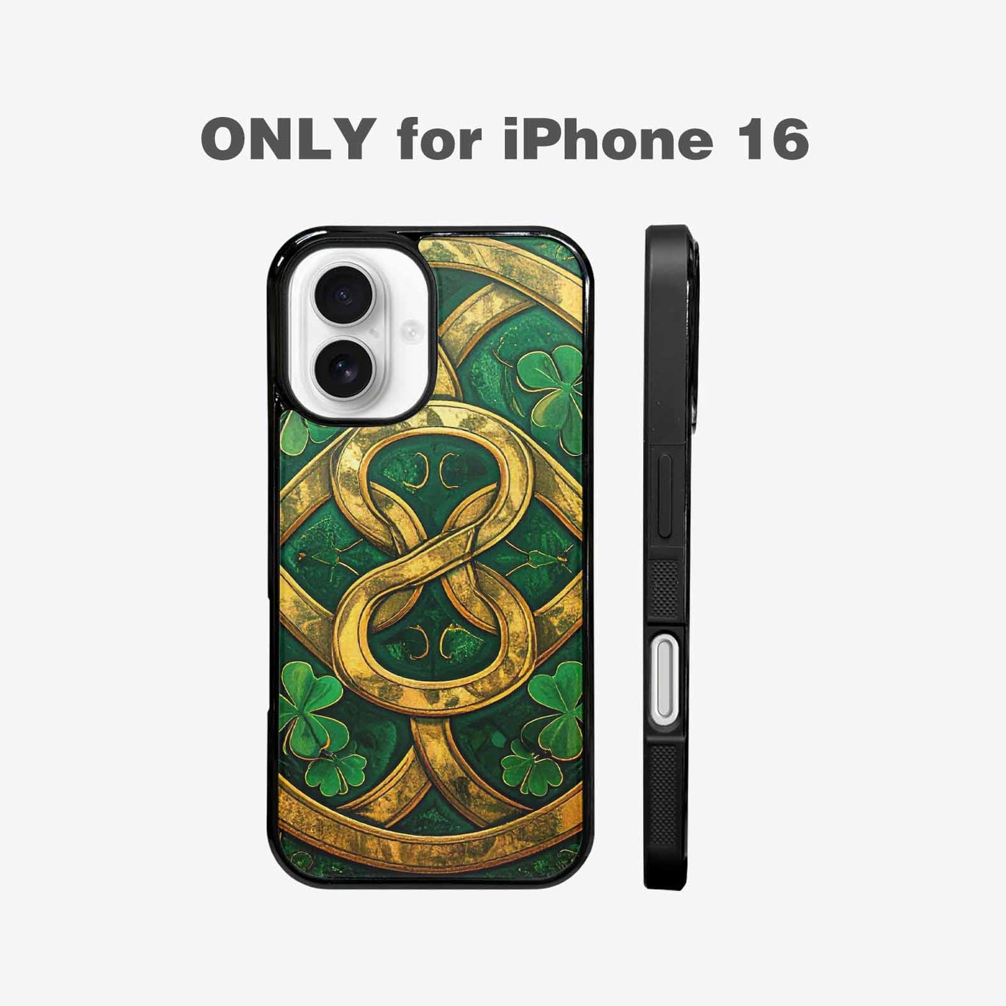 iPhone 16 Case — Irish Celtic Knot Pattern Shamrocks Seamless, Original Design Phone Case
