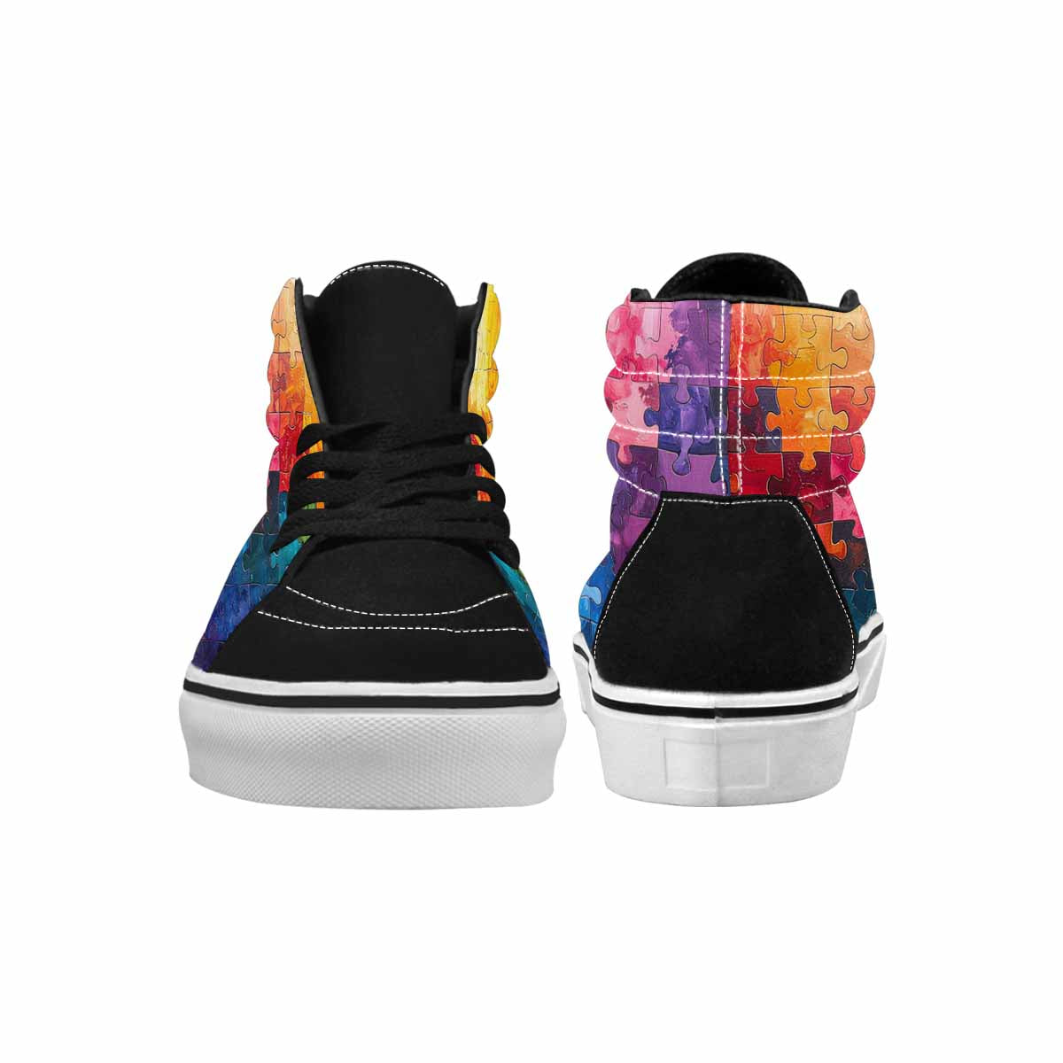 MEN'S Autism Puzzle Pieces High Top Canvas Vibrant Chaos Custom Sneakers