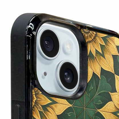 iPhone 15 Plus Case — Sunflower Mandala Kaleidoscope Custom, Custom Phone Case