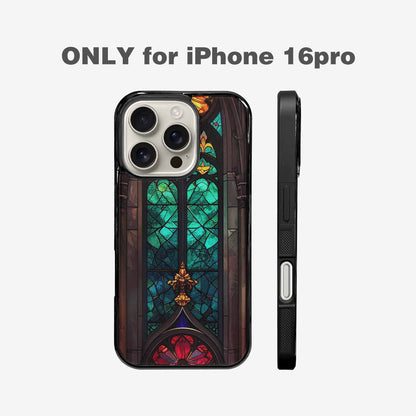 iPhone 16 Pro Case — Stained Glass Window Pattern Seamless Repeat, Custom Designed Case Cover