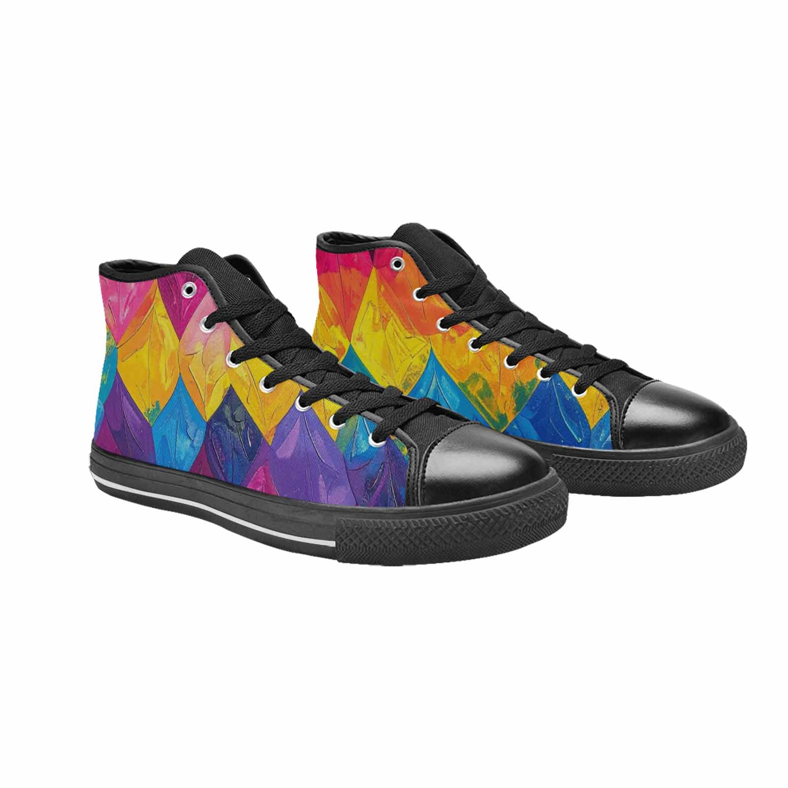 MEN'S Pansexual Flag Color High Top Canvas Surreal Custom Shoes