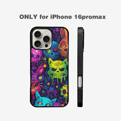 iPhone 16 Pro Max Case — Mixed Toxic Glow Creature Pattern Hundreds, Original Design Phone Case