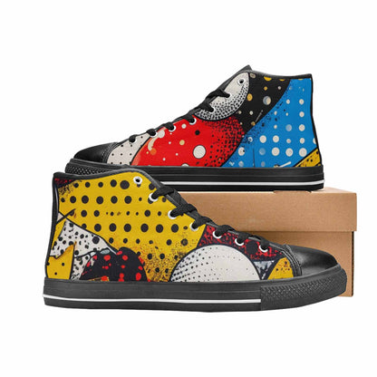 WOMEN'S Comic Book Halftone High Top Canvas Surreal Shoes