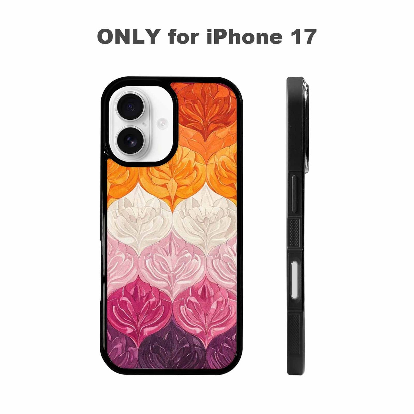 iPhone 17 Case — Lesbian Flag Color Theme Original Art, Custom Made Phone Cover