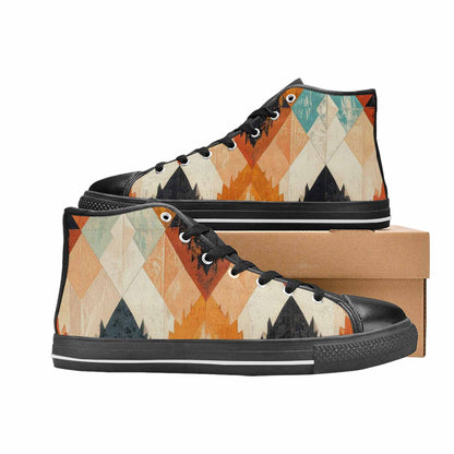 WOMEN'S Southwestern Geometric Diamond High Top Canvas Wallpaper Art Custom Sneakers