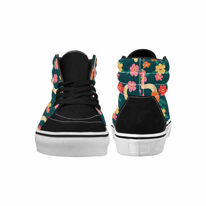 MEN'S Floral Snake Print High Top Canvas Wallpaper Art Sneakers