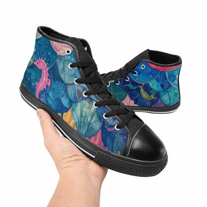 WOMEN'S Fish Scale Coral High Top Canvas Dreamcore Custom Shoes