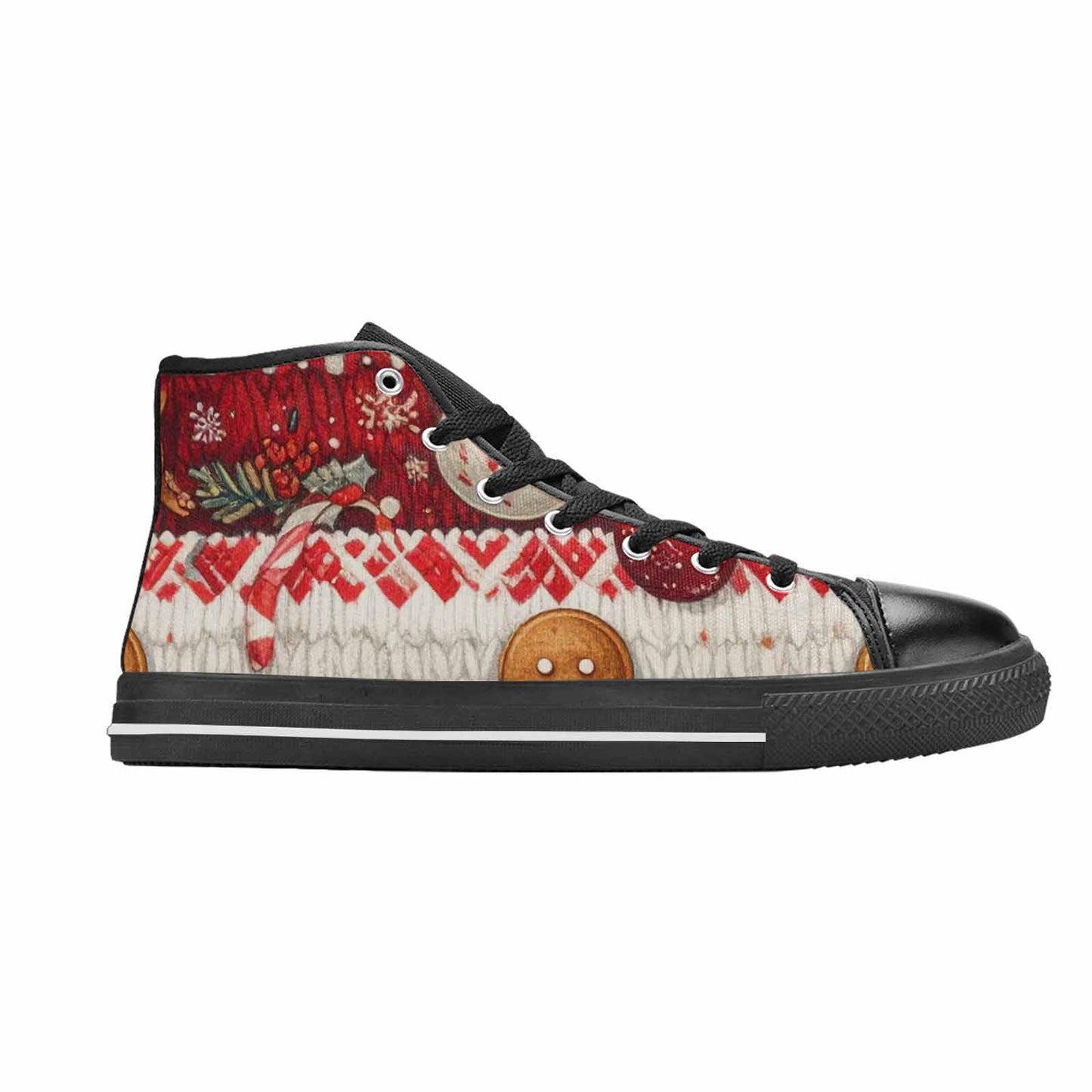 MEN'S Christmas Holly Snowflake High Top Canvas Aesthetic Custom Shoes