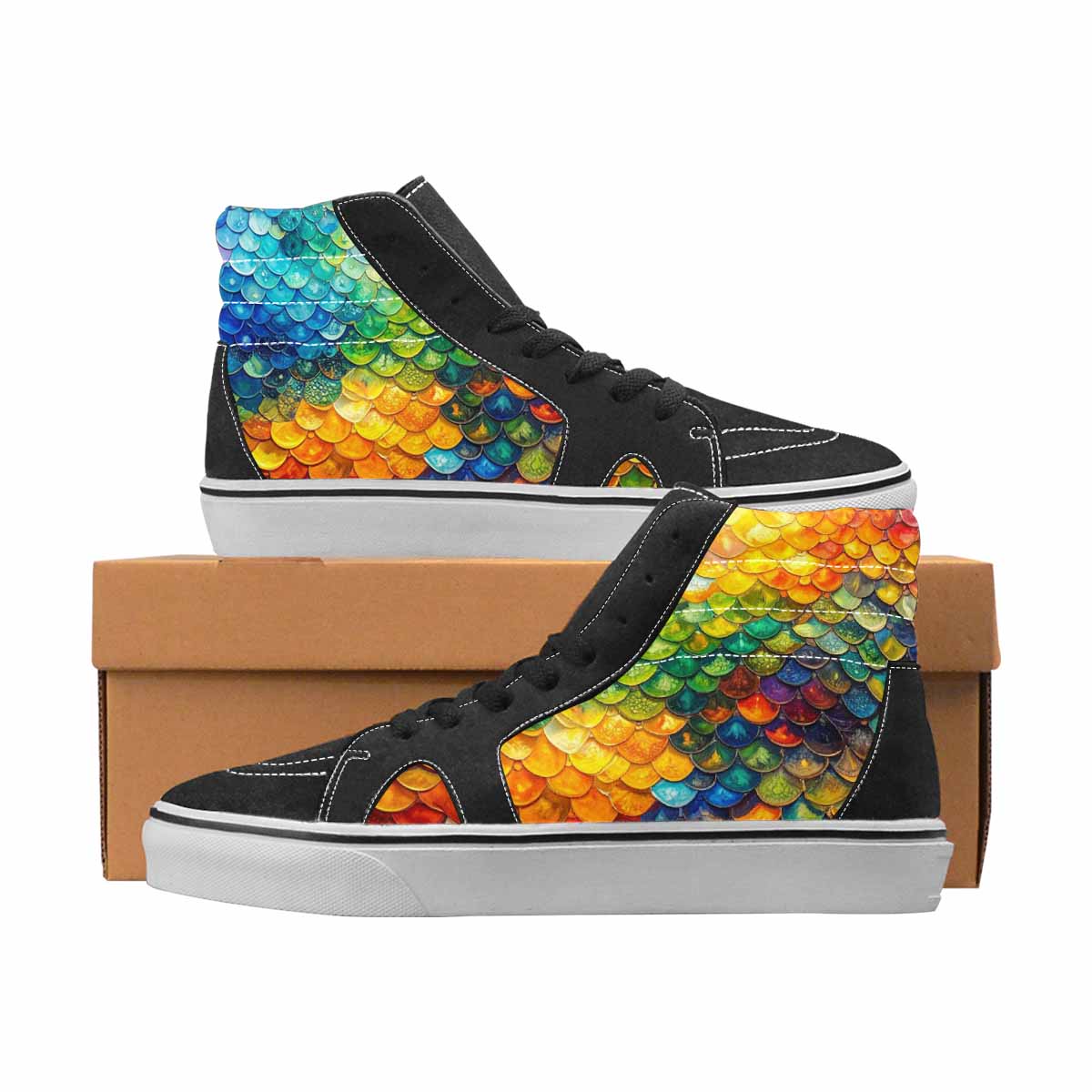 WOMEN'S Reptile Full Color High Top Canvas Bold Print Vivid Custom Art Shoes
