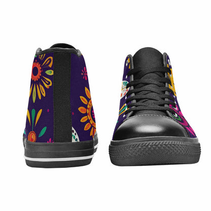 MEN'S Sunflowers And Skulls High Top Canvas Dark Academia Custom Shoes