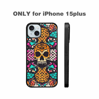 iPhone 15 Plus Case — Snake Print Skull, Custom Phone Case