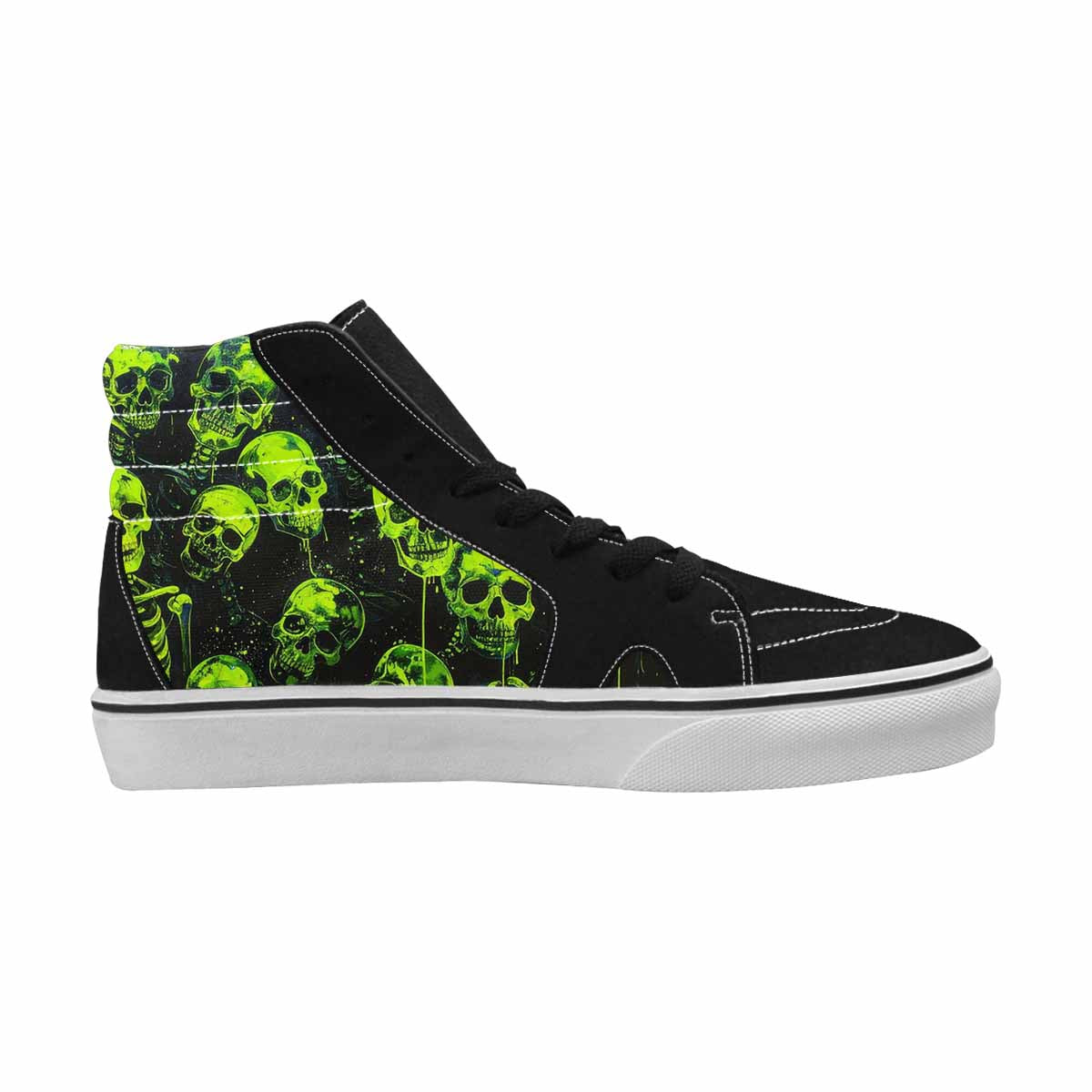 MEN'S Skeletons  Neon Green High Top Canvas Grunge Custom Shoes