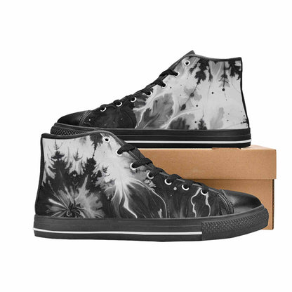 WOMEN'S Tie Dye Acid Wash Black White High Top Canvas Vivid Shoes
