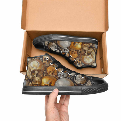 WOMEN'S Skulls - Metallic-Chrome- High Top Canvas Surreal Sneakers