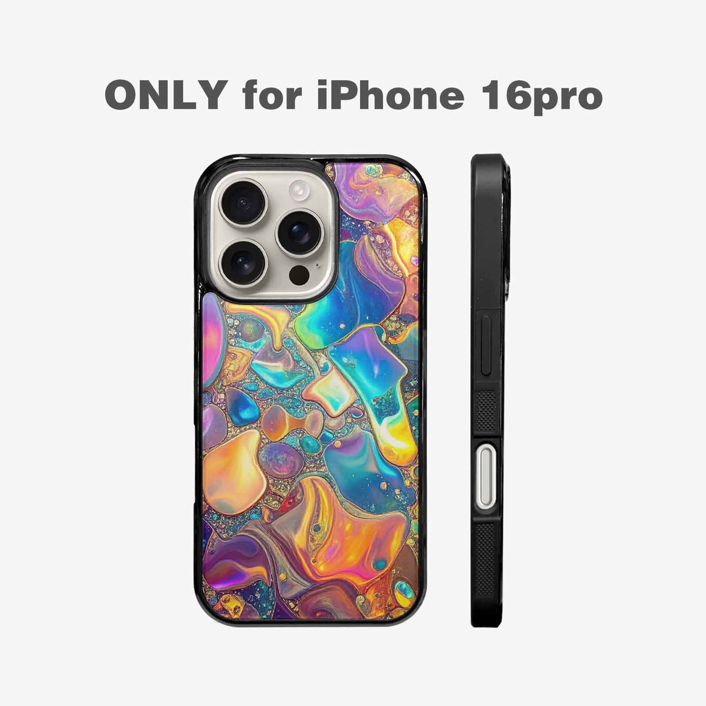 iPhone 16 Pro Case — Holographic Iridescent Shimmer Pattern Hundreds Of, Custom Phone Case