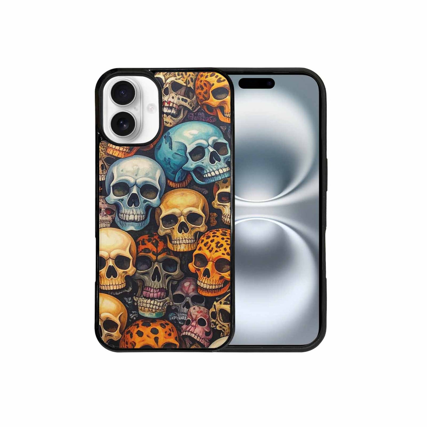 iPhone 16 Plus Case — Skulls Pattern Hundreds Of Sma, Custom Designed Case Cover