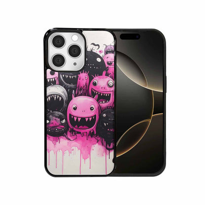 iPhone 15 Pro Max Case — Monsters General Black Pink Ink Cartoon, Custom Printed Phone Case