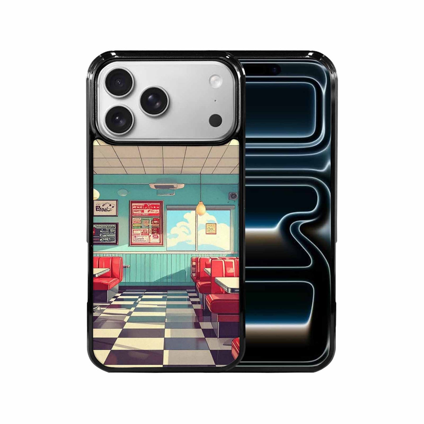 iPhone 17 Pro Max Case — Diner Cartoon Art Pattern Retro Vintage, Custom Art Phone Cover