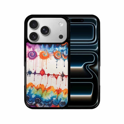 iPhone 17 Pro Case — Tie Dye Swirls Black Red Tie, Personalized Phone Case