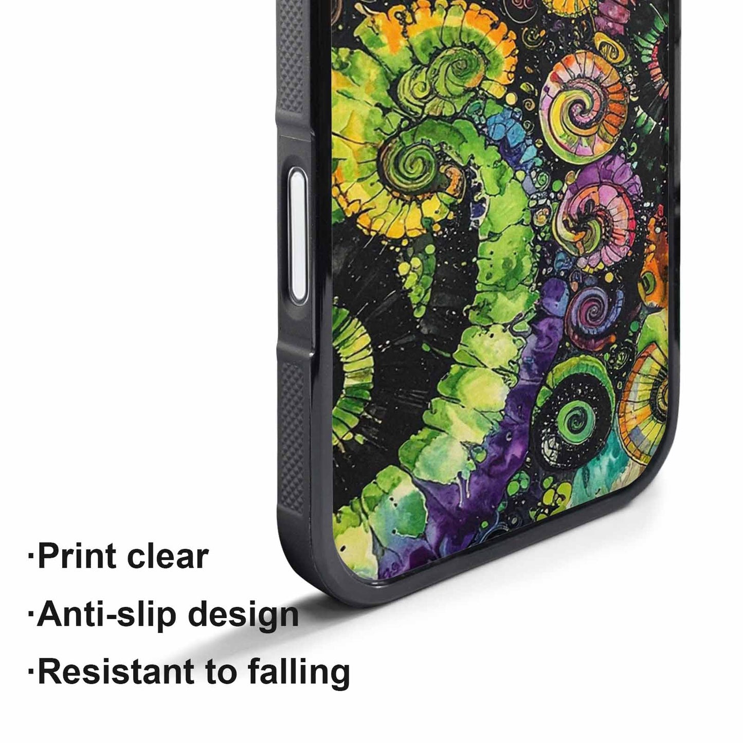 iPhone 17 Pro Case — Black Green Ink Tie Dye Tie, Original Design Phone Case