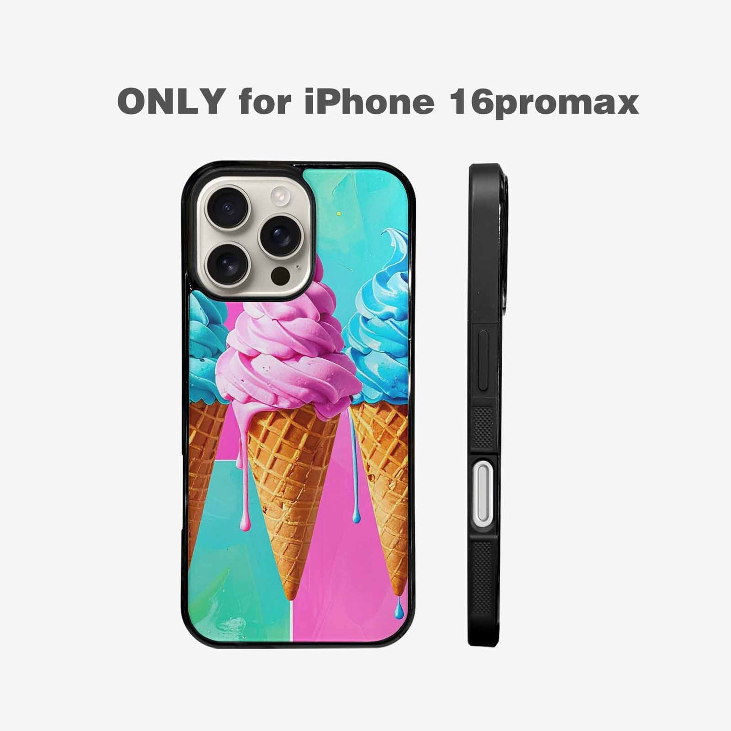 iPhone 16 Pro Max Case — Collage Of Overlapping Waffle Cones Icecream, Custom Print Case Cover