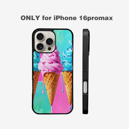 iPhone 16 Pro Max Case — Collage Of Overlapping Waffle Cones Icecream, Custom Print Case Cover