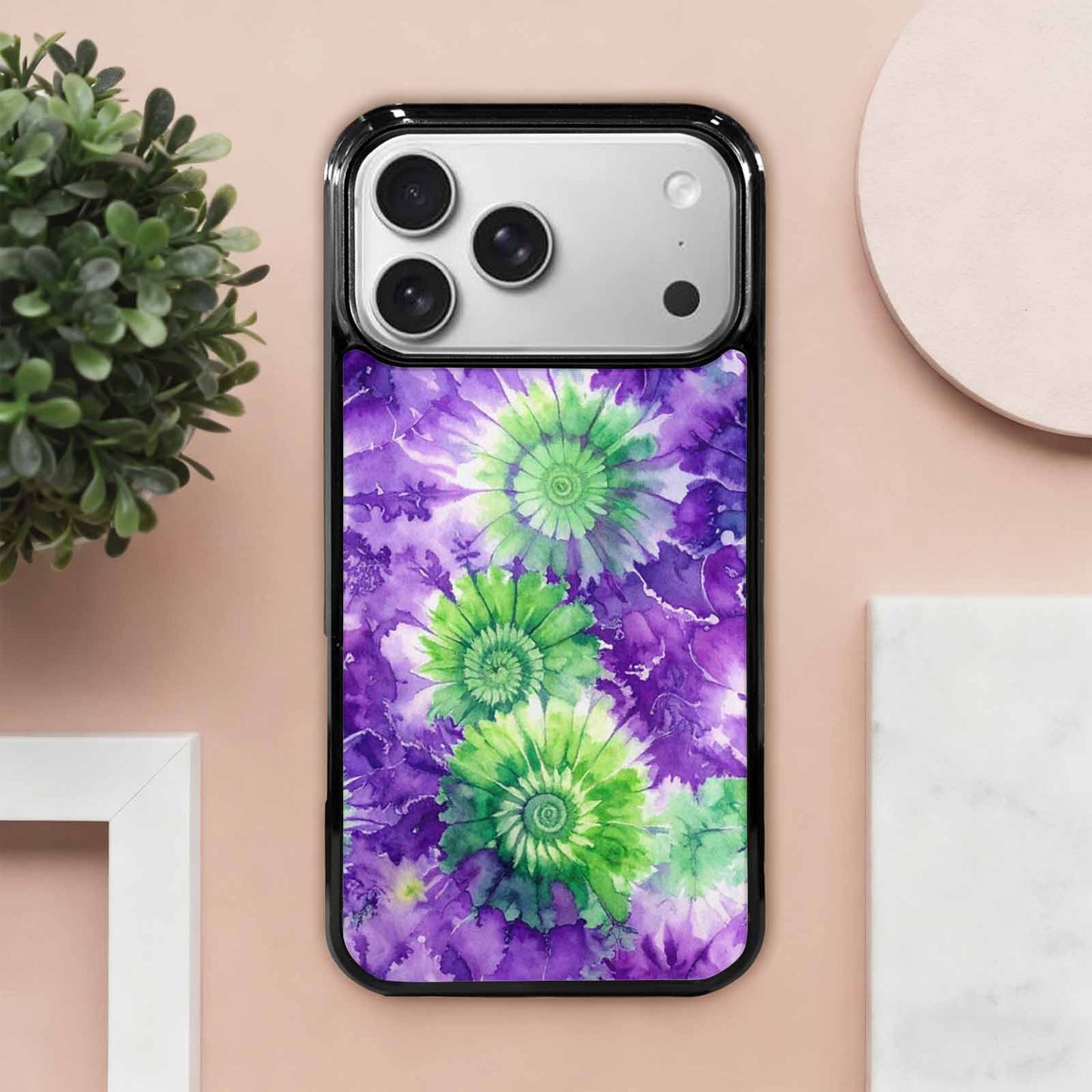 iPhone 17 Pro Max Case — Tie Dye Purple Green Tie Dye, Customized Protective Case