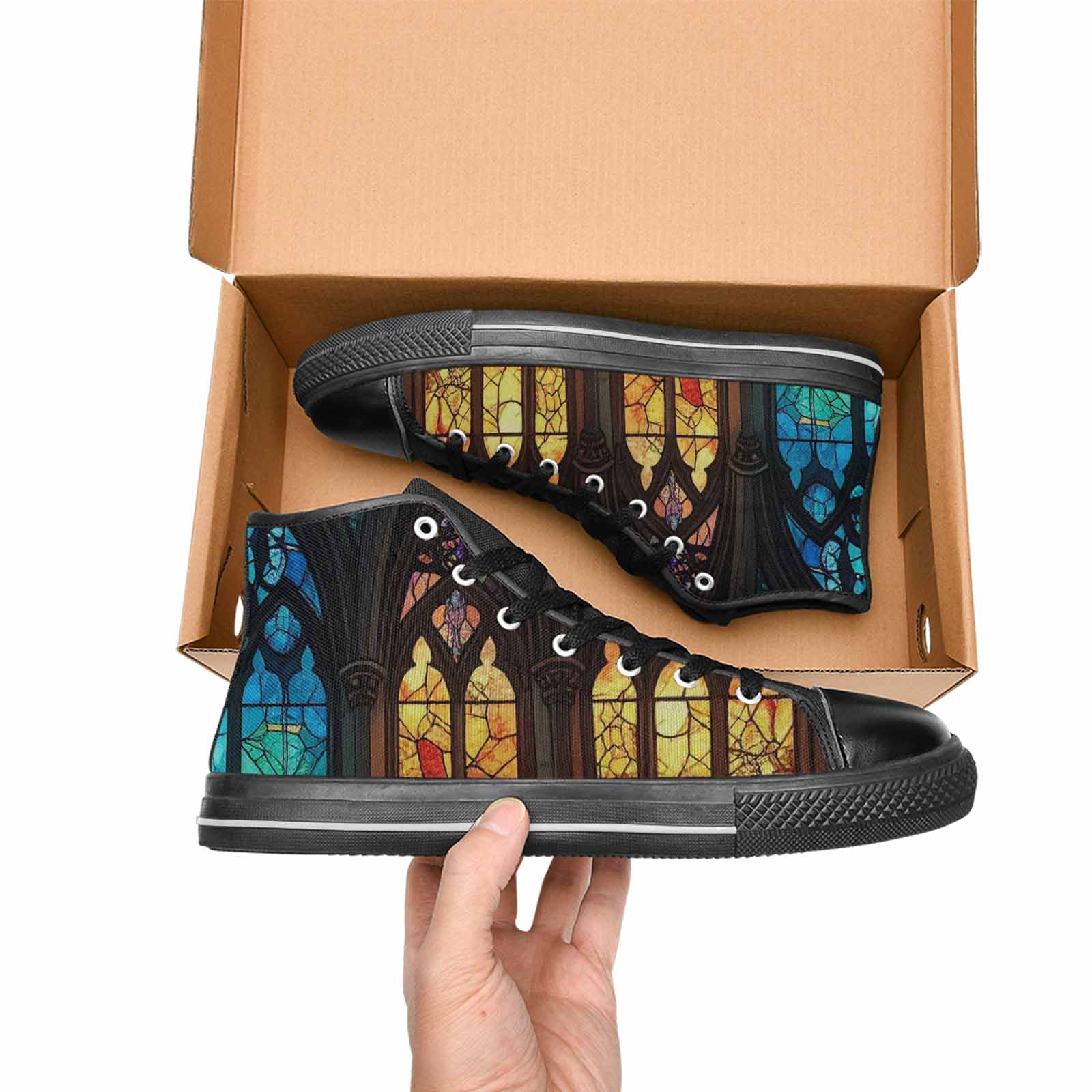 WOMEN'S Stained Glass Cathedral High Top Canvas Y2K Sneakers