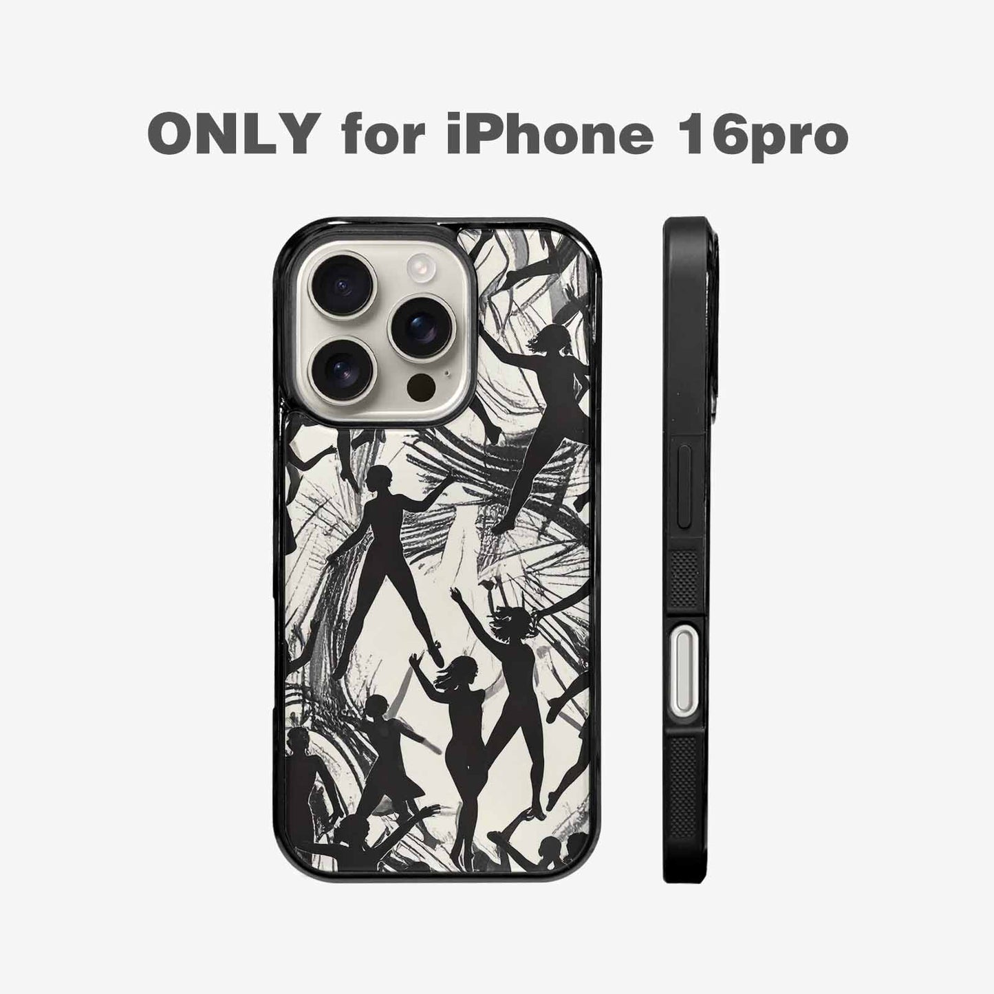iPhone 16 Pro Case — Bold Dancing Figure Line Art Pattern, Original Design Phone Case