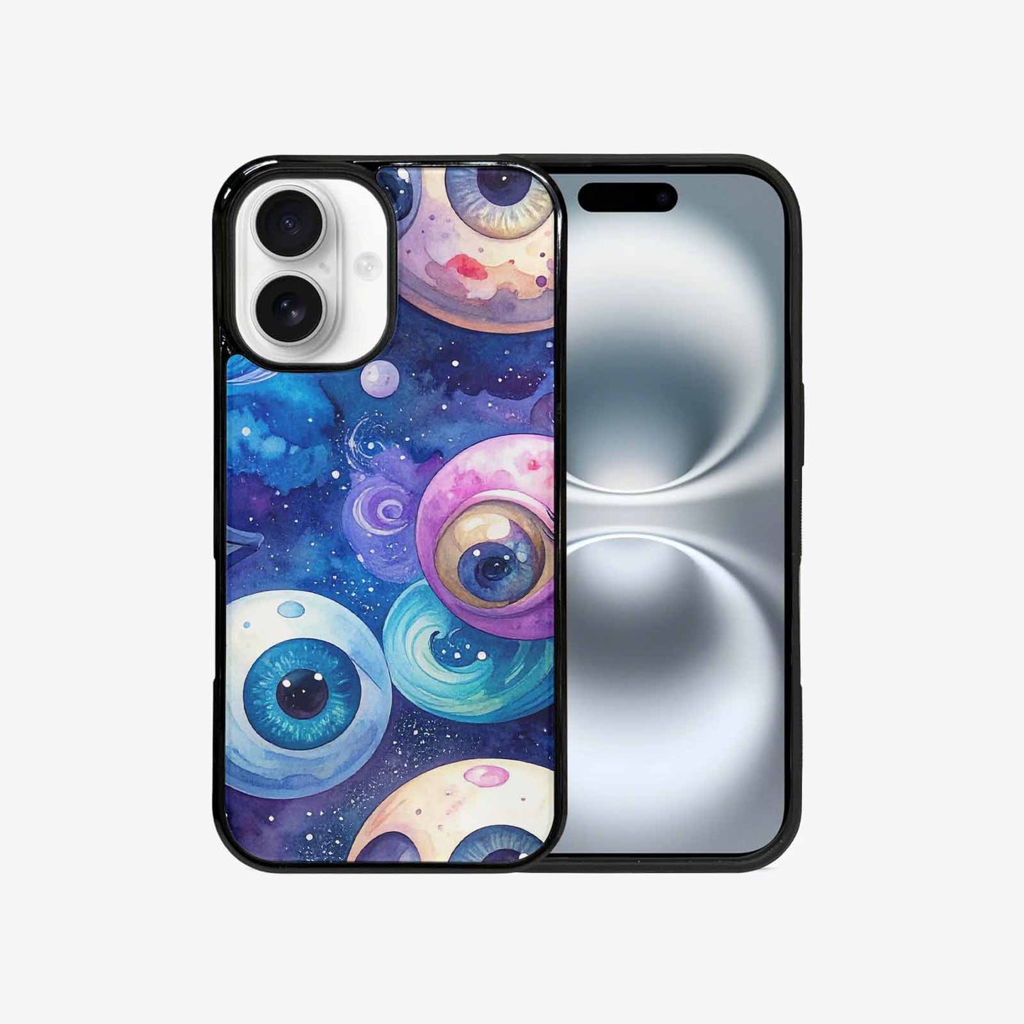 iPhone 16 Case — Cartoon Eyeballs Galaxy, Unique Phone Case Design
