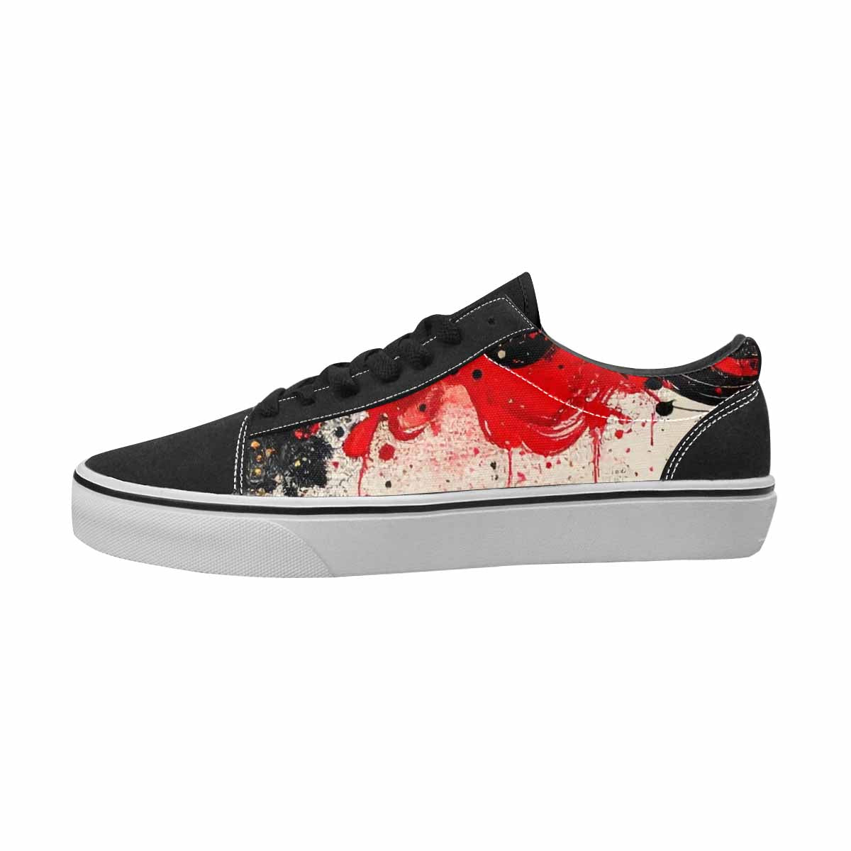 WOMEN'S Zodiac Black & Red Ink Canvas Unique Print Vibrant Chaos All Over Print Shoes
