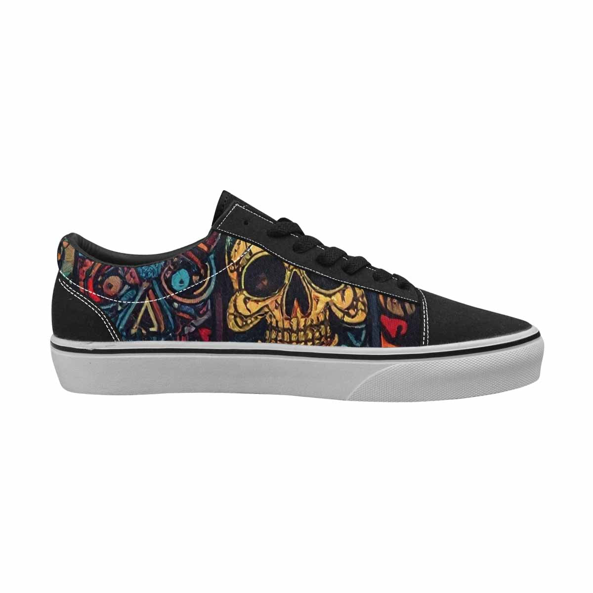 MEN'S Skulls - Tribal-Patterned- Canvas Lace-Up Vivid Custom Sneakers