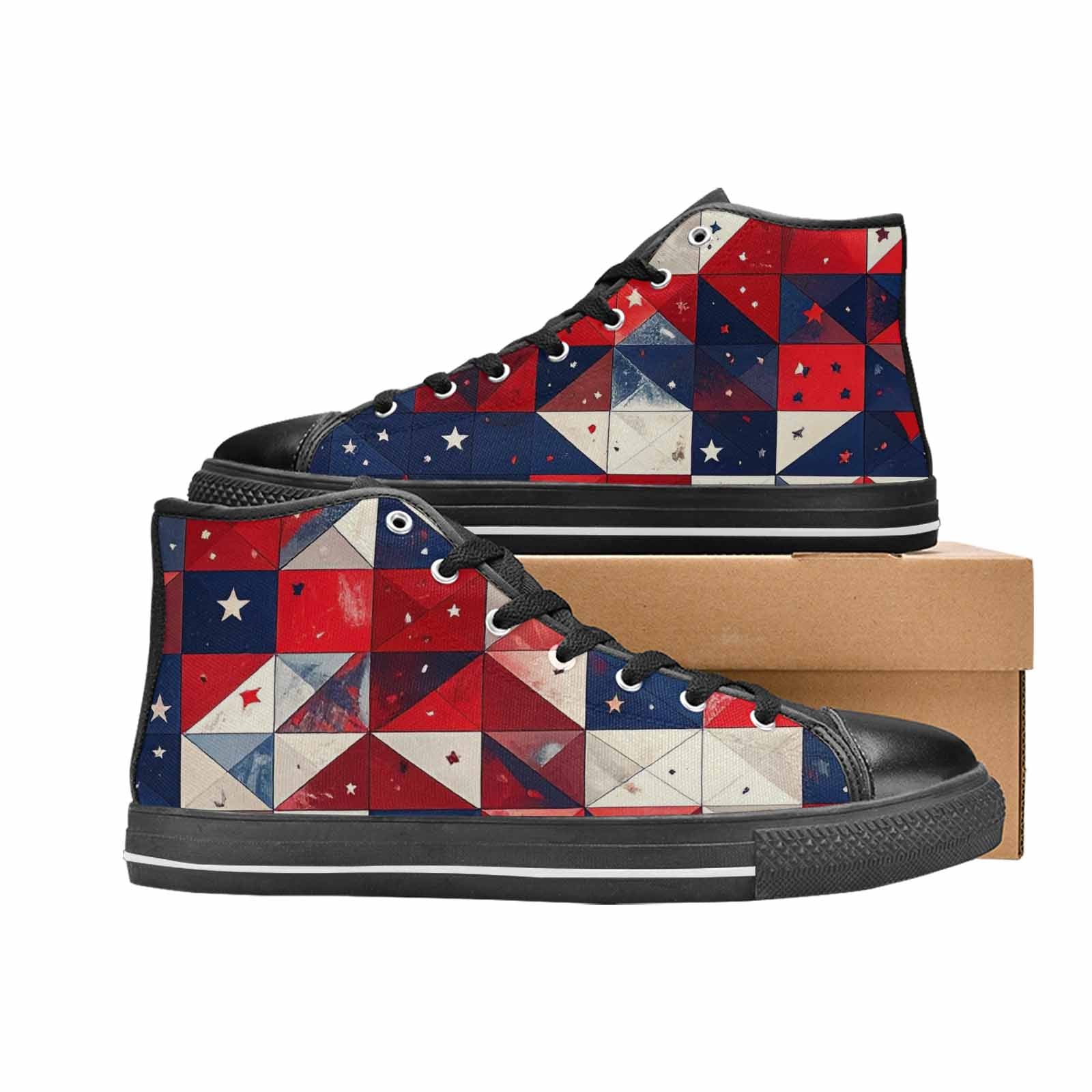 MEN'S American Flag Stars High Top Canvas Dark Academia Sneakers
