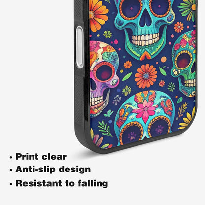 iPhone 16 Case — Rainbow Sugar Skull Weave, Custom Designed Case Cover