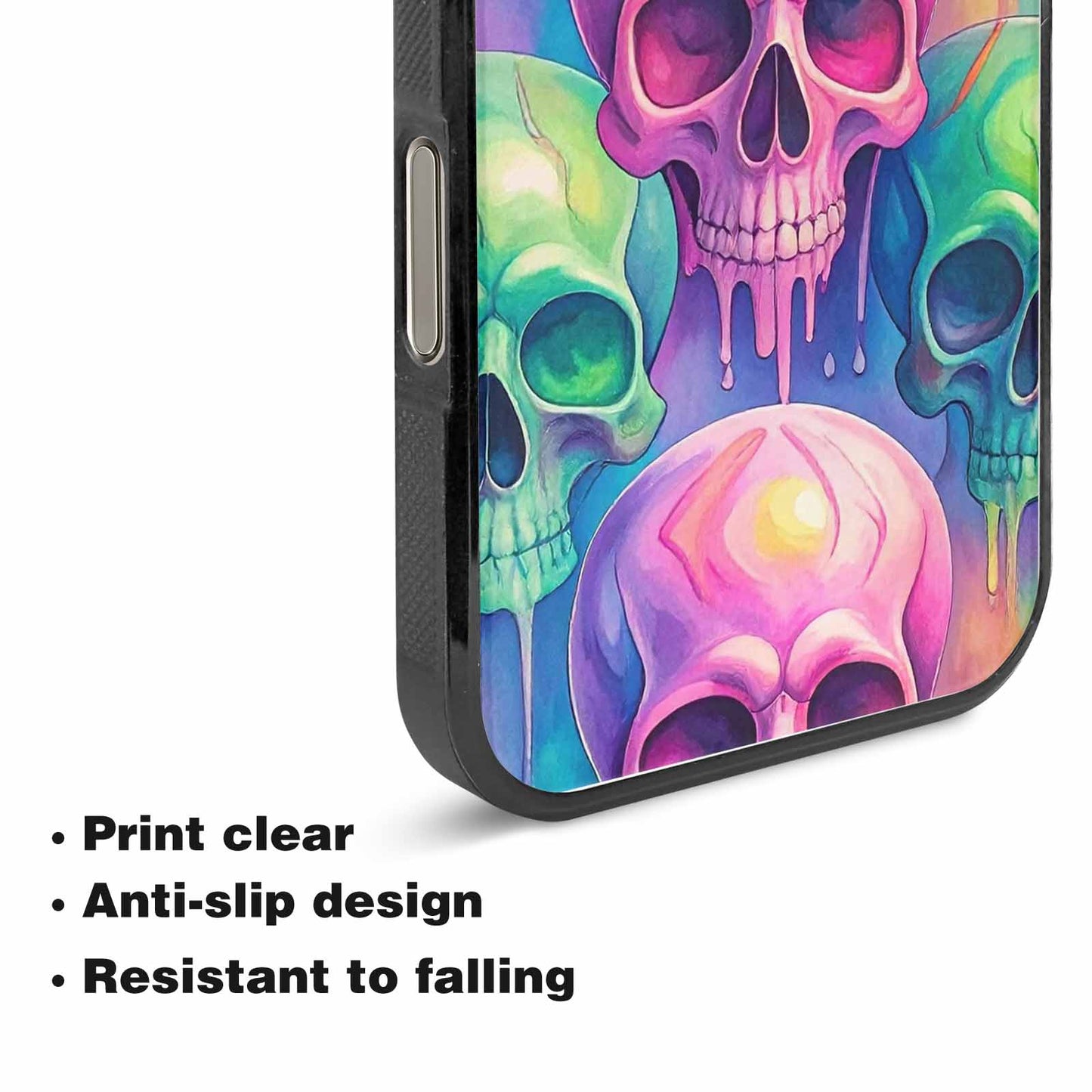 iPhone 15 Pro Max Case — Candy Color Dripping Skulls Custom, Custom Phone Case
