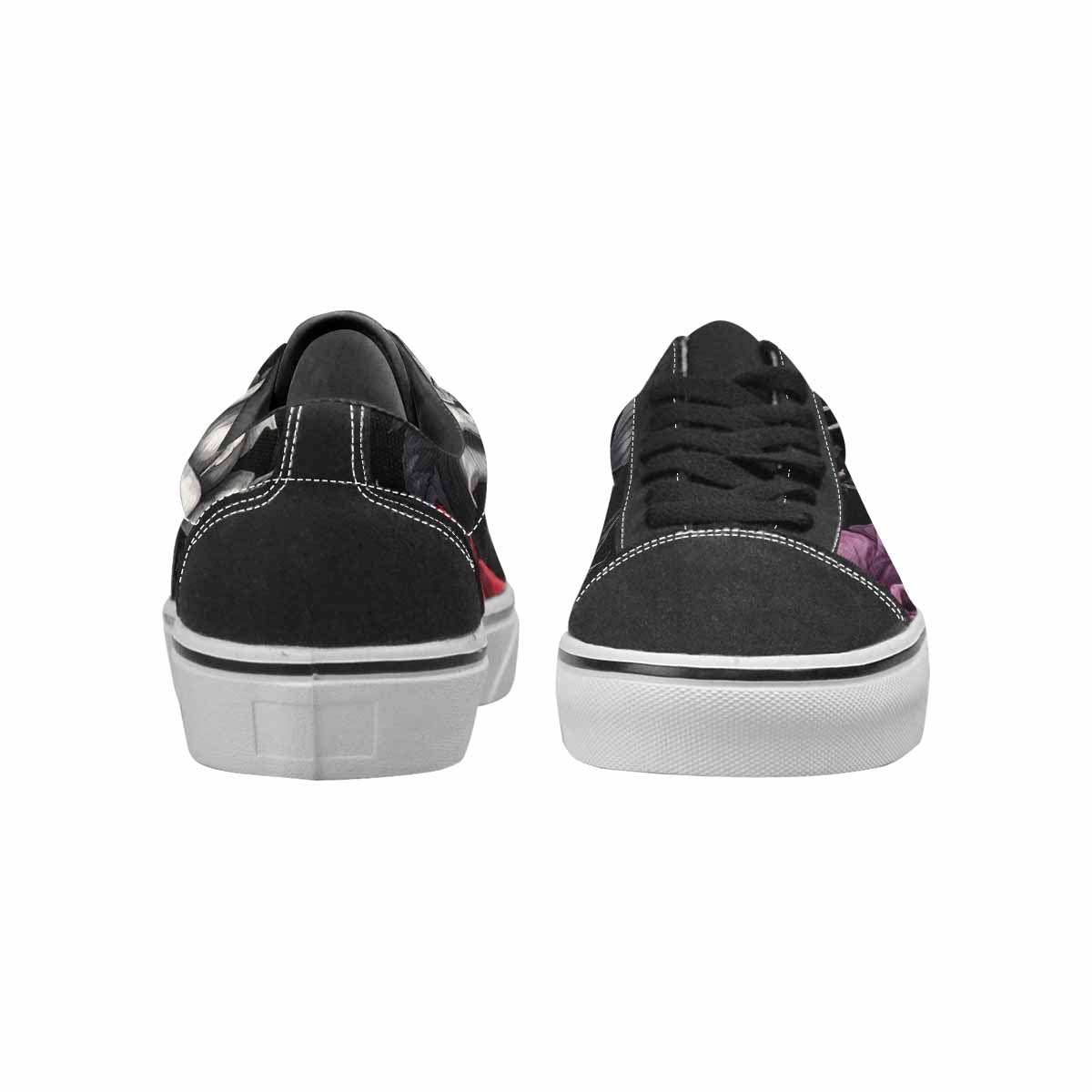 WOMEN'S Black Gothic Rose Canvas Lace-Up Vivid Custom Sneakers