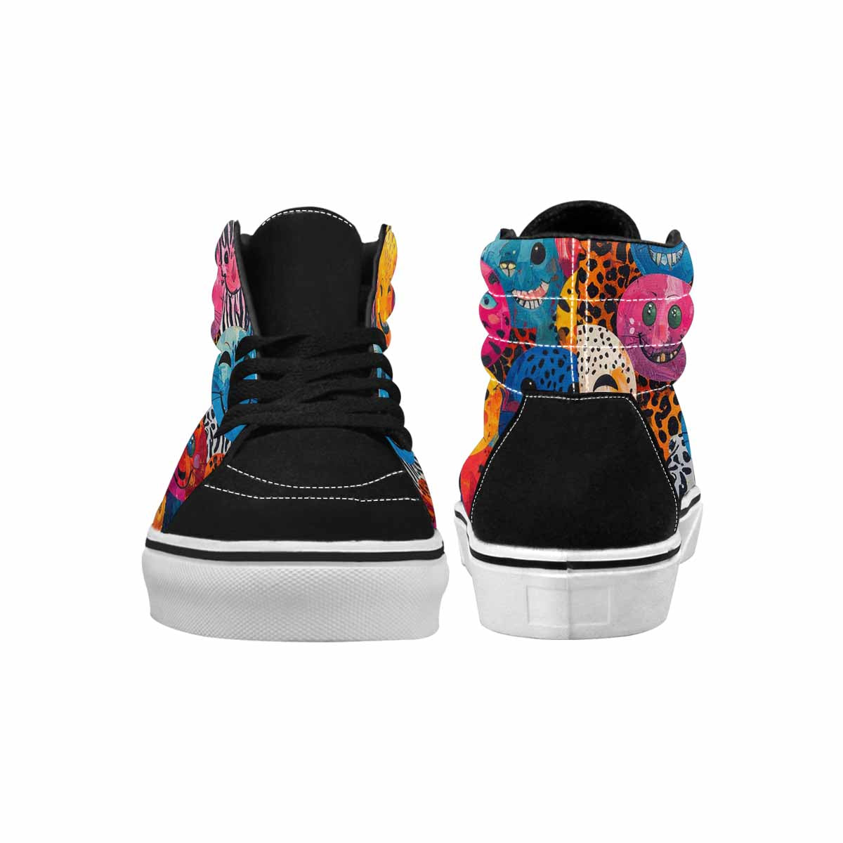 MEN'S Smiley Faces High Top Canvas Neon Fantasy Custom Shoes
