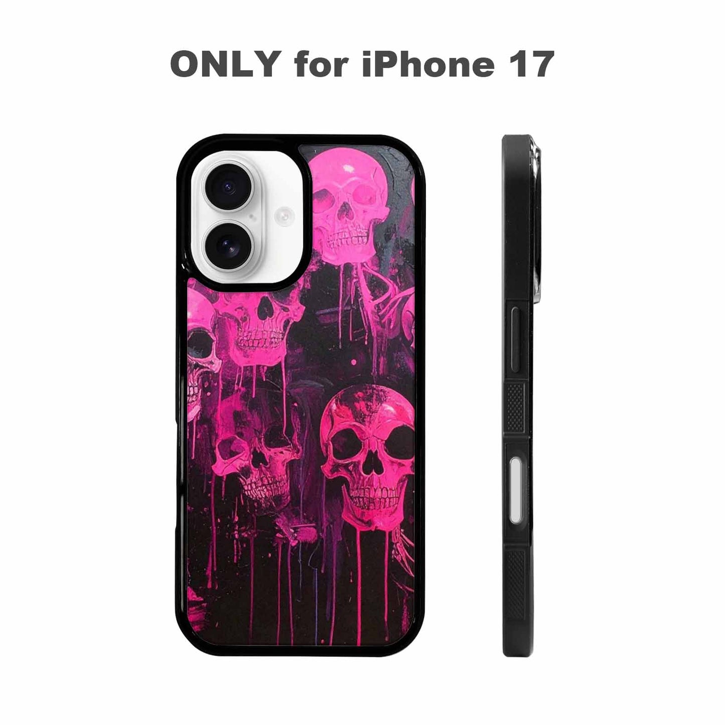 iPhone 17 Case — Skeletons Neon Pink Glowskelet Original Art, Custom Art Phone Cover