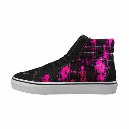 MEN'S Skeletons  Neon Pink High Top Canvas Aesthetic Custom Shoes