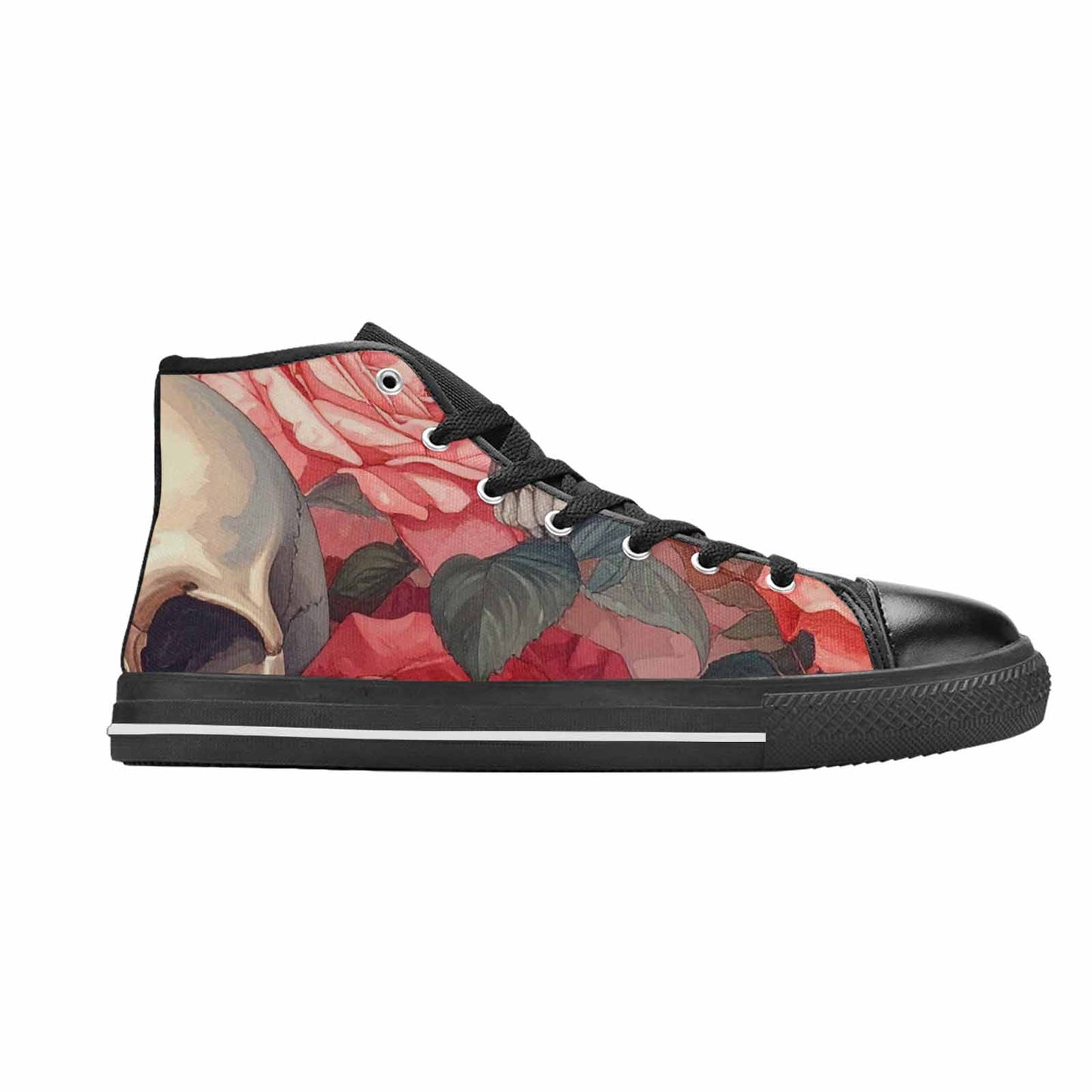 WOMEN'S Skulls Roses Soft Airbrush High Top Canvas Surreal Shoes