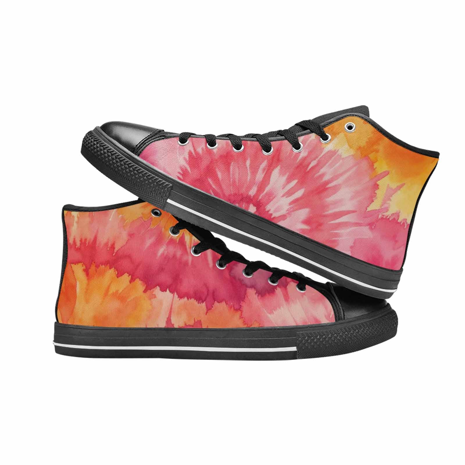 WOMEN'S Tie Dye - High Top Canvas Neon Fantasy Custom Sneakers