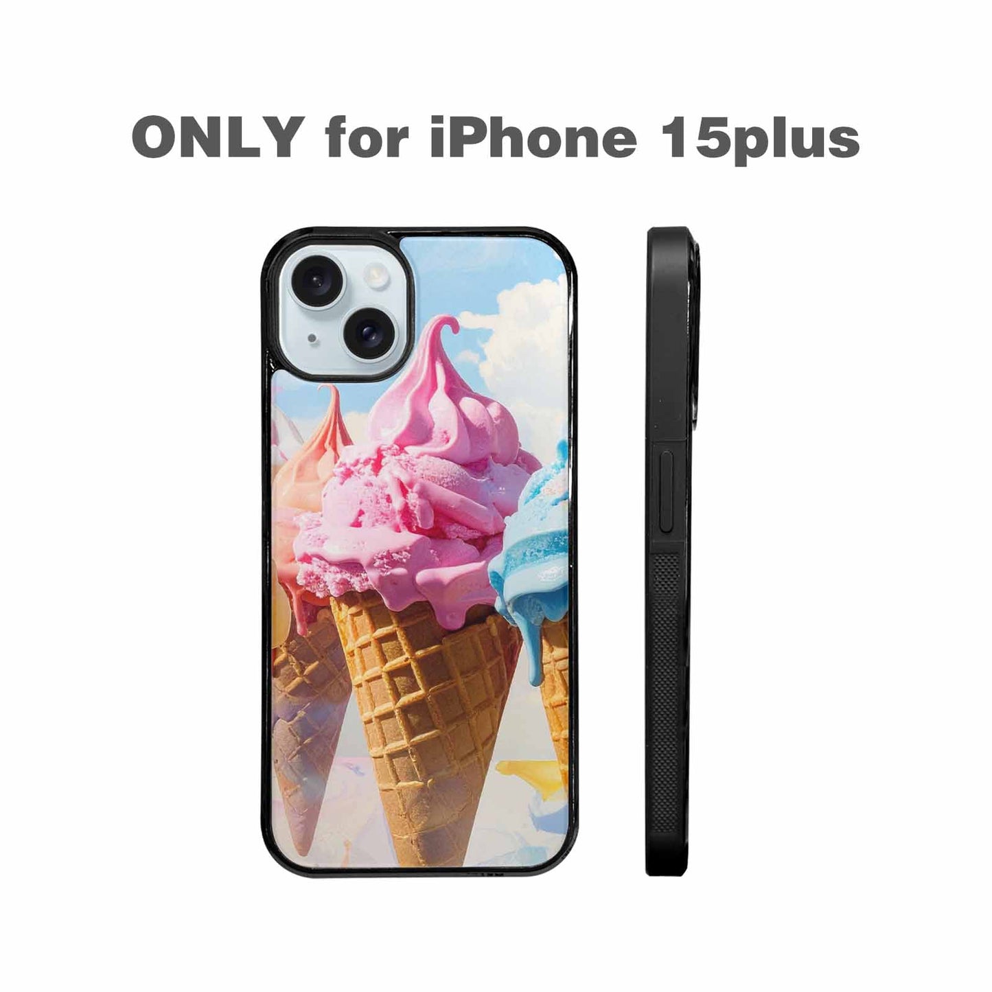 iPhone 15 Plus Case — Collage Of Overlapping Waffle Cone Icecream, Custom Phone Case