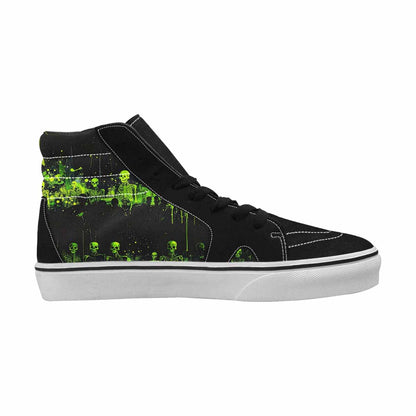 MEN'S Skeletons × Neon Green High Top Canvas Cottagecore Custom Sneakers