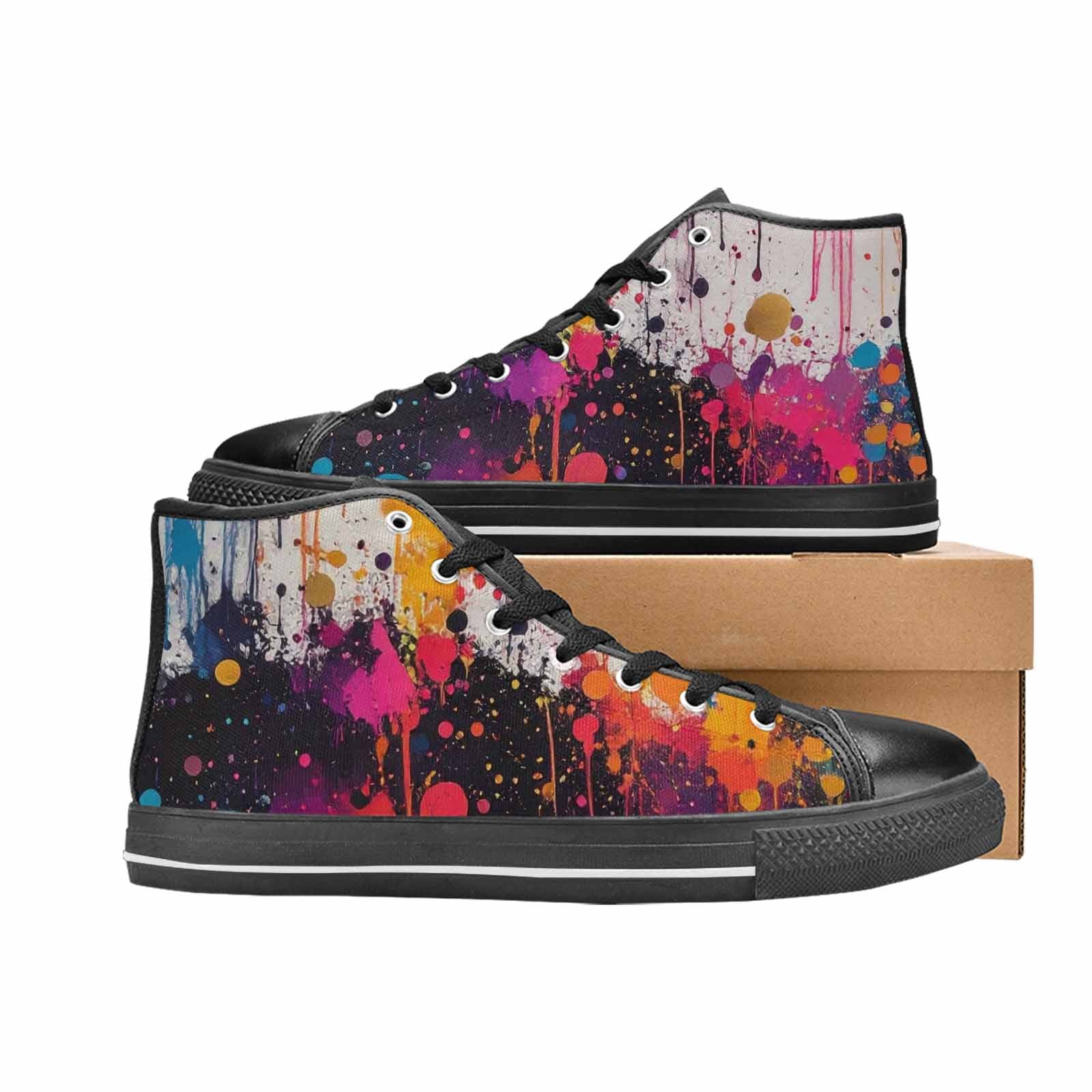 WOMEN'S Paint Splatter High Top Canvas Surreal Custom Shoes